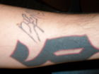 Joe's Shinedown tattoo and Brent's autographed tattoo