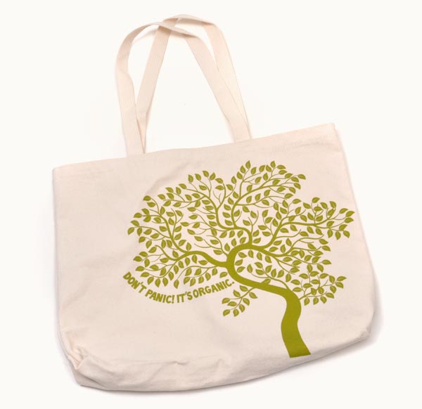 Organic "Don't Panic" Totebag Cover Art